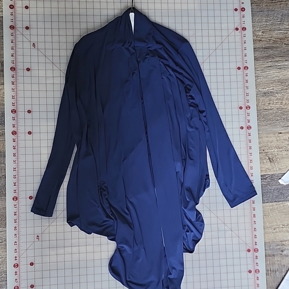 Jocky long Blue Open Chest down Clasic Blouse wrap top